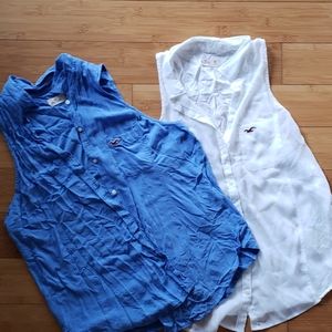 Two Hollister button up sleeveless collared